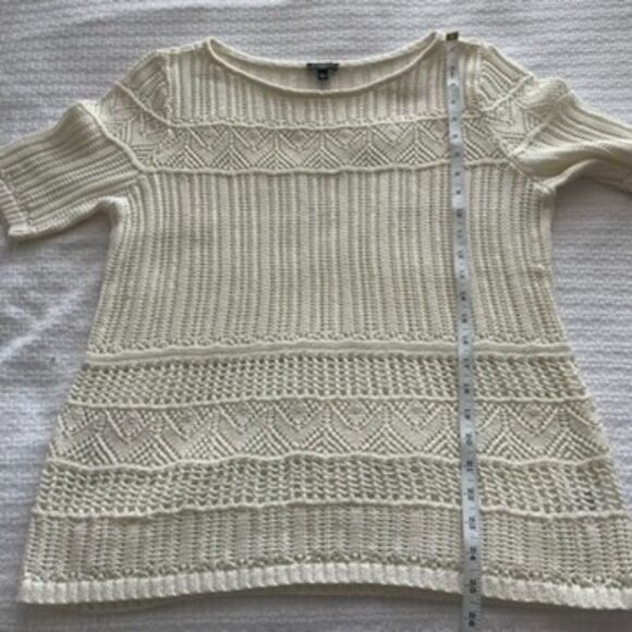 PL Talbots Cream Crochet Style Short-Sleeve Sweater - Picture 7 of 7